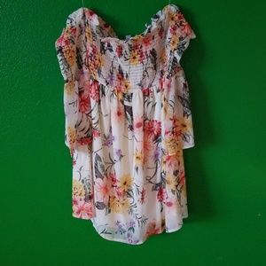 Off the shoulder short floral dress